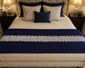 Chunky Knit Bed Scarf – Navy Blue & Grey